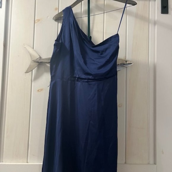 One Shoulder Silk Dress - Picture 1 of 2